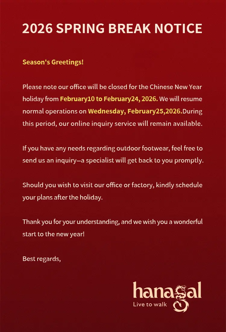 Hanagal – Chuyên gia 23 năm về giày dép ngoài trời – Công bố lịch nghỉ Tết Nguyên đán